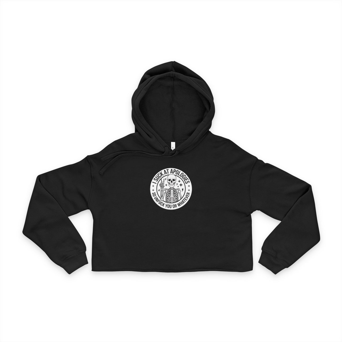 Women's Cropped Hoodie with Sassy Skeleton Design