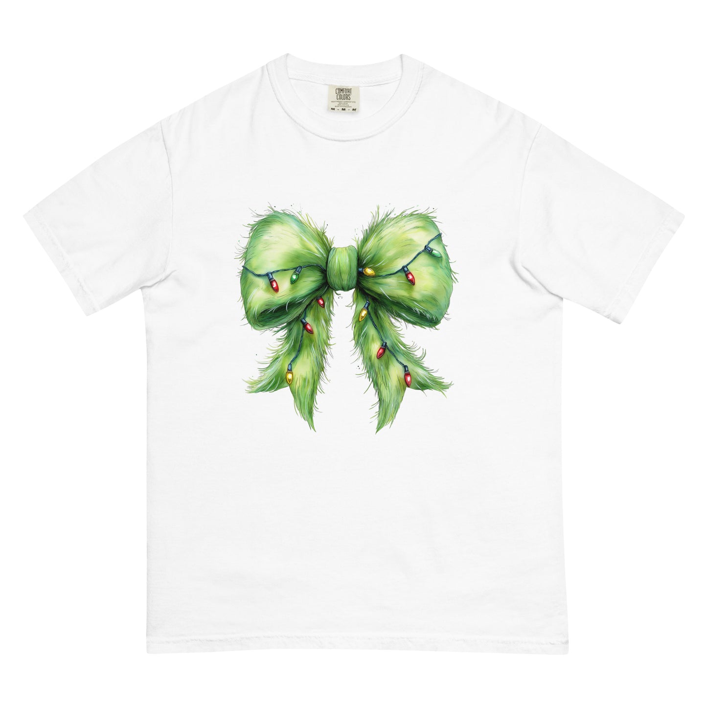 Favorite Green Christmas Bow T-Shirt in multiple colors | Comfort Colors 1717 holiday graphic tee