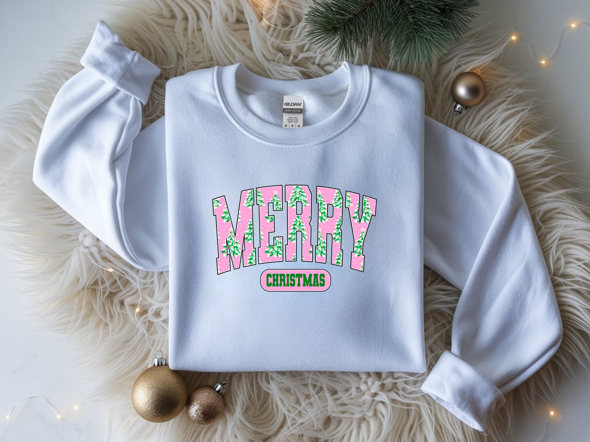 Preppy Merry Christmas Varsity Crewneck – cute holiday sweatshirt with varsity lettering.