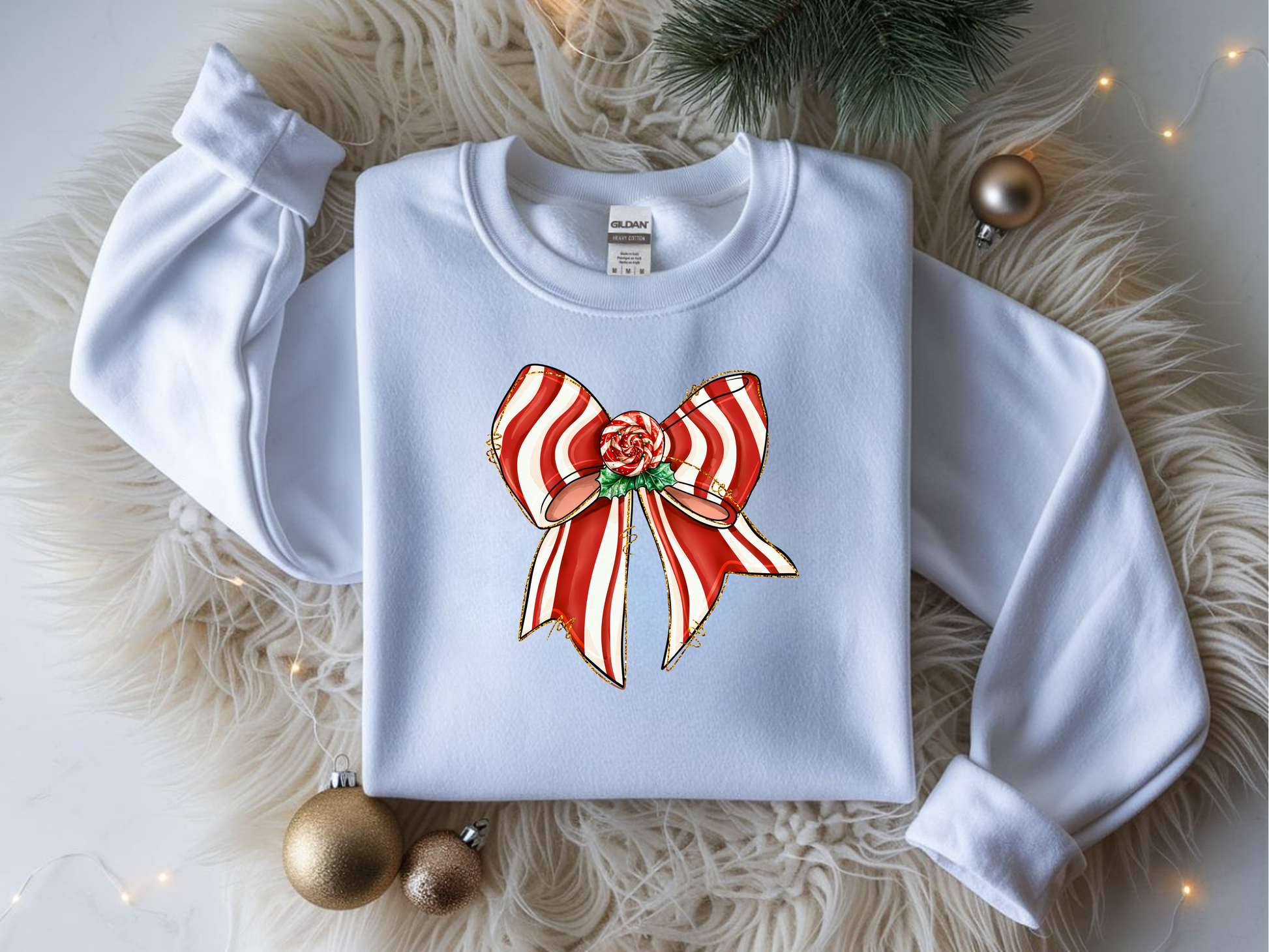 Peppermint Wishes Christmas crewneck sweatshirt for women.