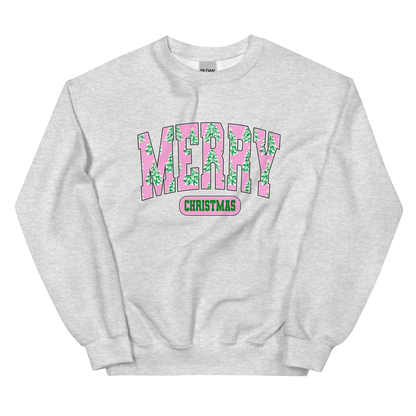Preppy Merry Christmas Varsity Crewneck – cute holiday sweatshirt with varsity lettering.