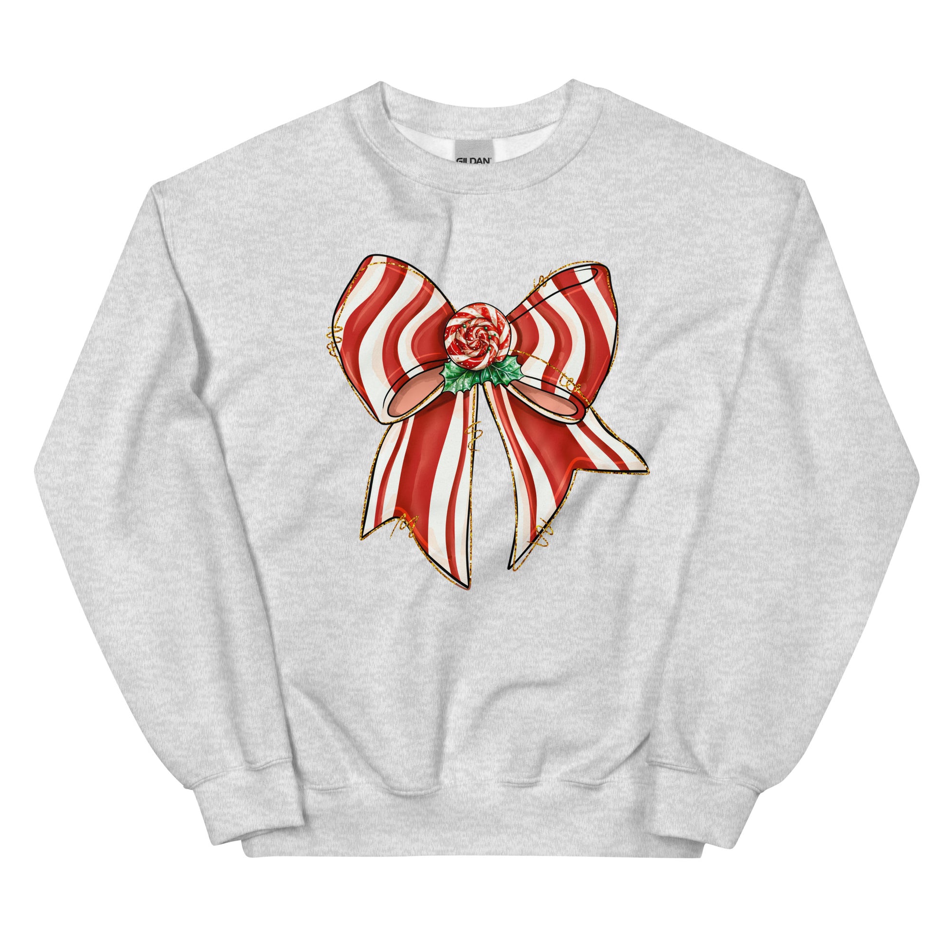 Peppermint Wishes Christmas crewneck sweatshirt for women.