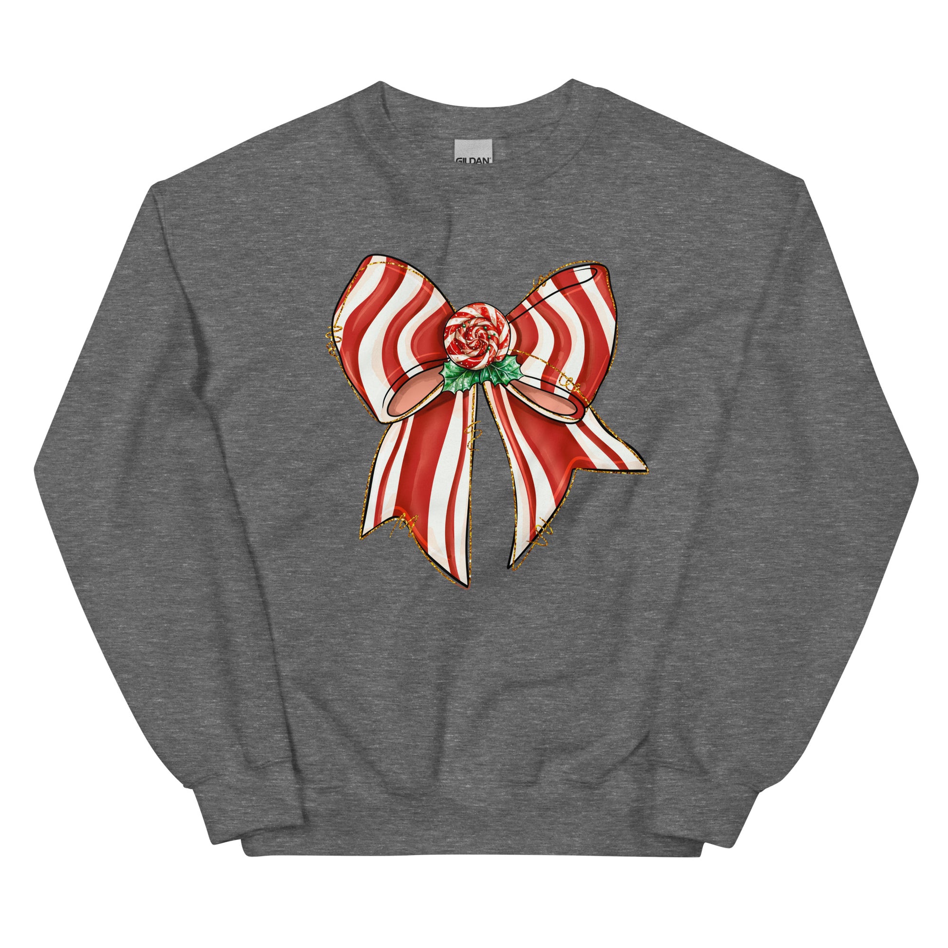 Peppermint Wishes Christmas crewneck sweatshirt for women.