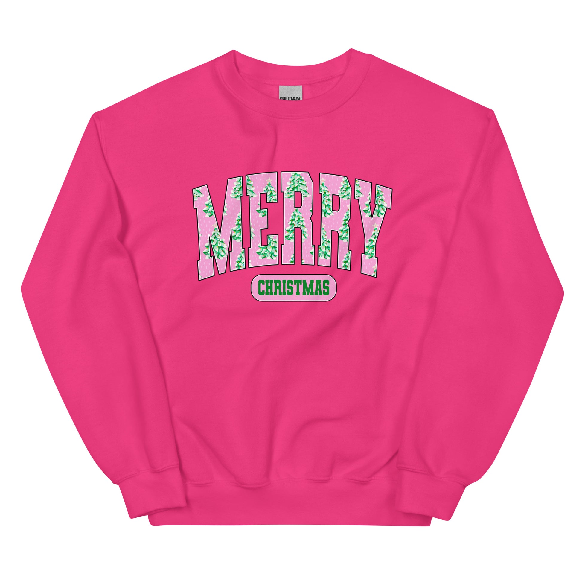 Preppy Merry Christmas Varsity Crewneck – cute holiday sweatshirt with varsity lettering.