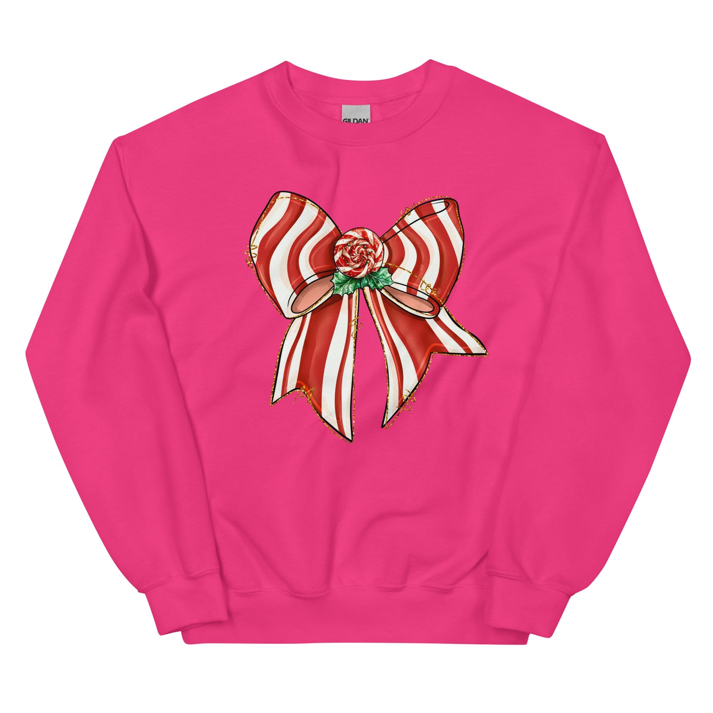 Peppermint Wishes Christmas crewneck sweatshirt for women.