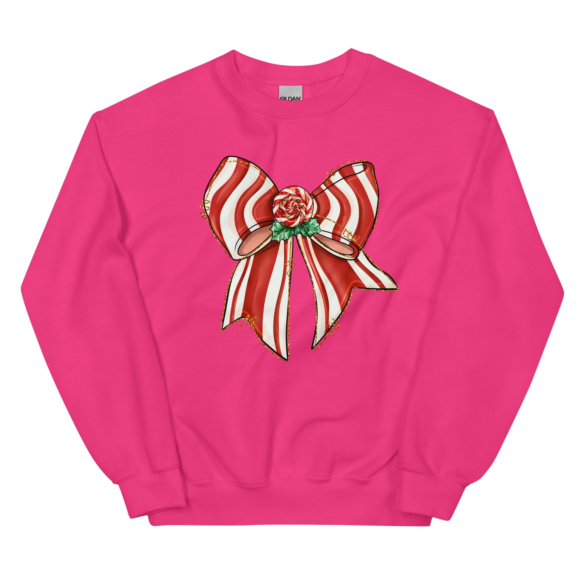 Peppermint Wishes Christmas crewneck sweatshirt for women.
