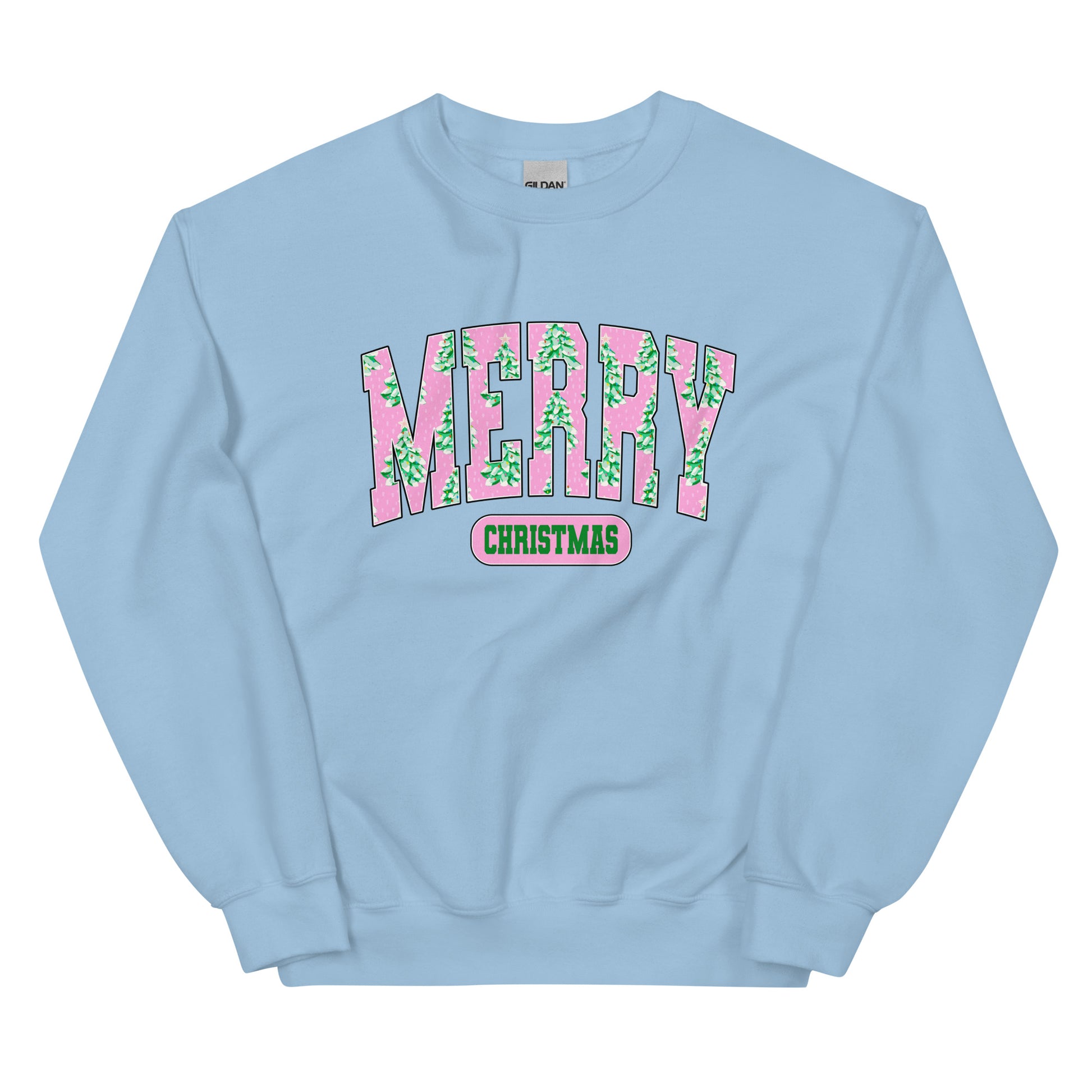 Preppy Merry Christmas Varsity Crewneck – cute holiday sweatshirt with varsity lettering.