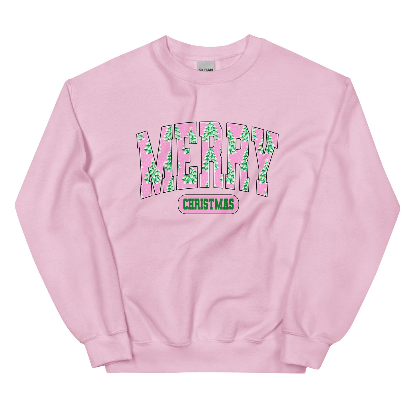 Preppy Merry Christmas Varsity Crewneck – cute holiday sweatshirt with varsity lettering.