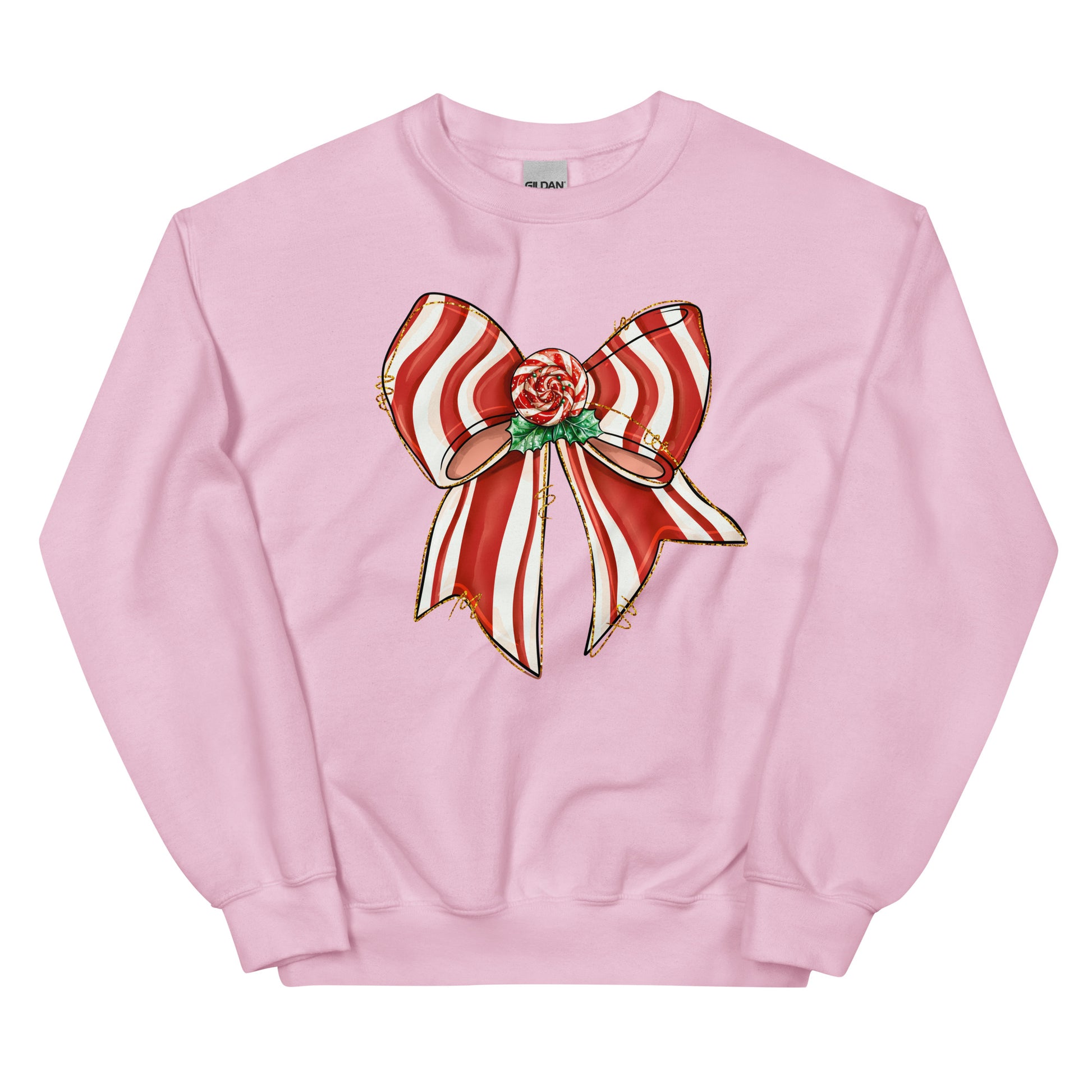Peppermint Wishes Christmas crewneck sweatshirt for women.