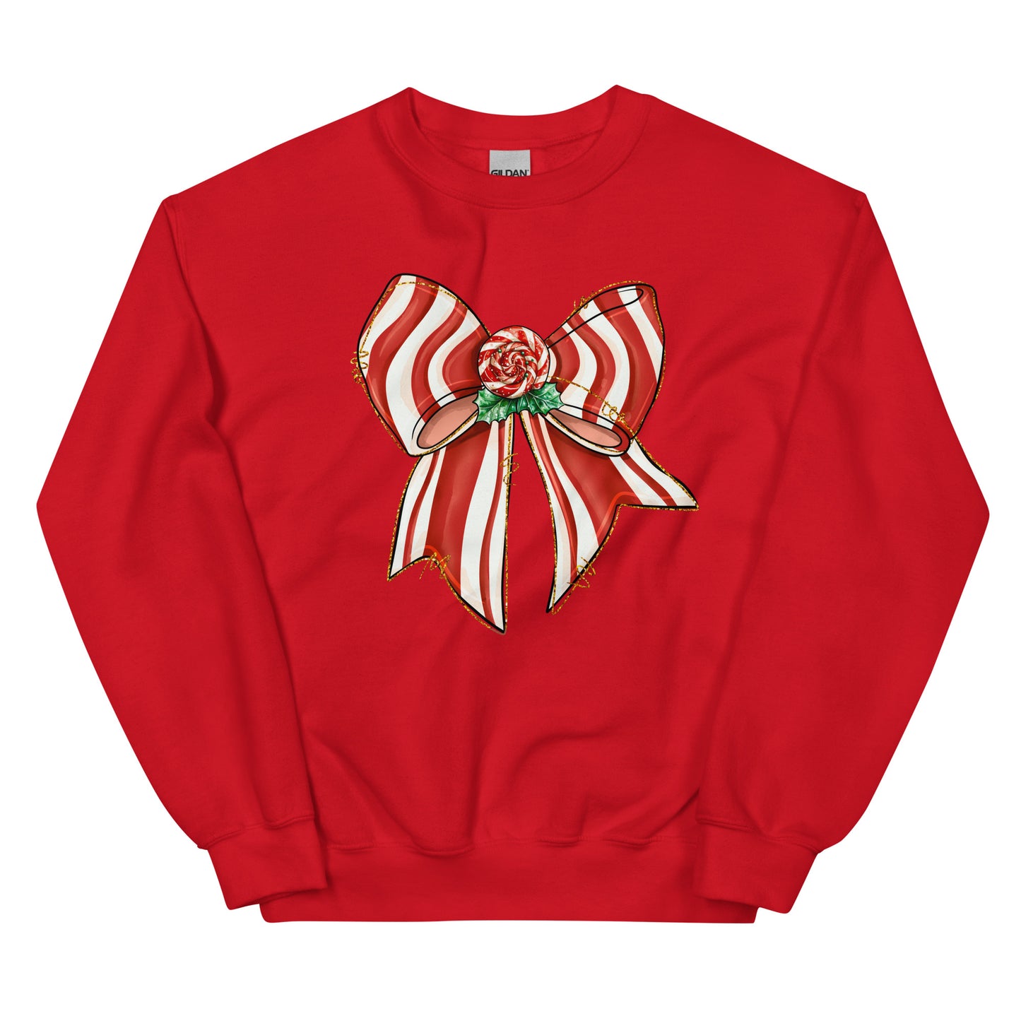 Peppermint Wishes Christmas crewneck sweatshirt for women.