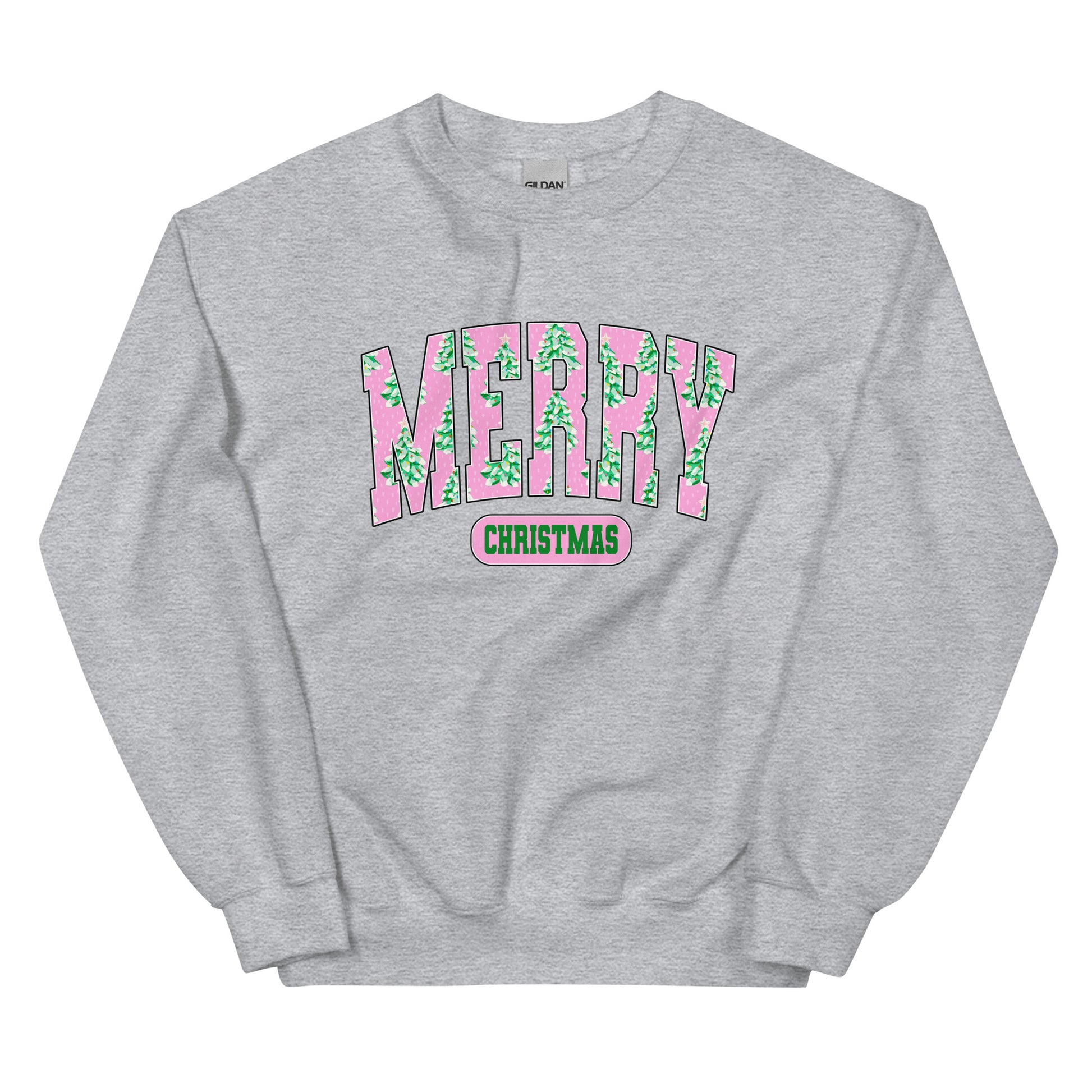 Preppy Merry Christmas Varsity Crewneck – cute holiday sweatshirt with varsity lettering.