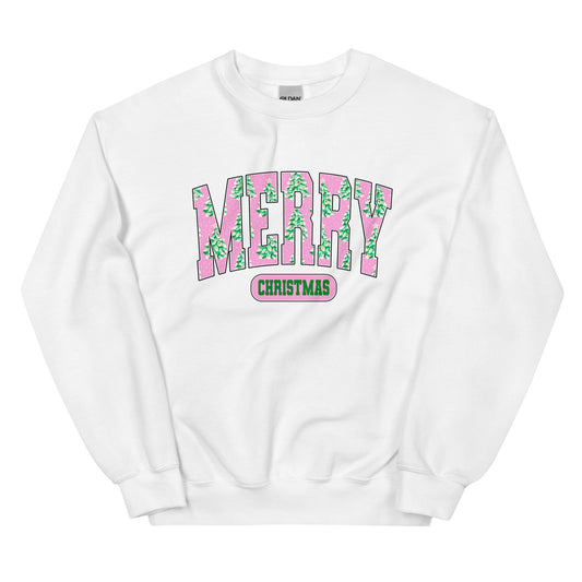 Preppy Merry Christmas Varsity Crewneck – cute holiday sweatshirt with varsity lettering.