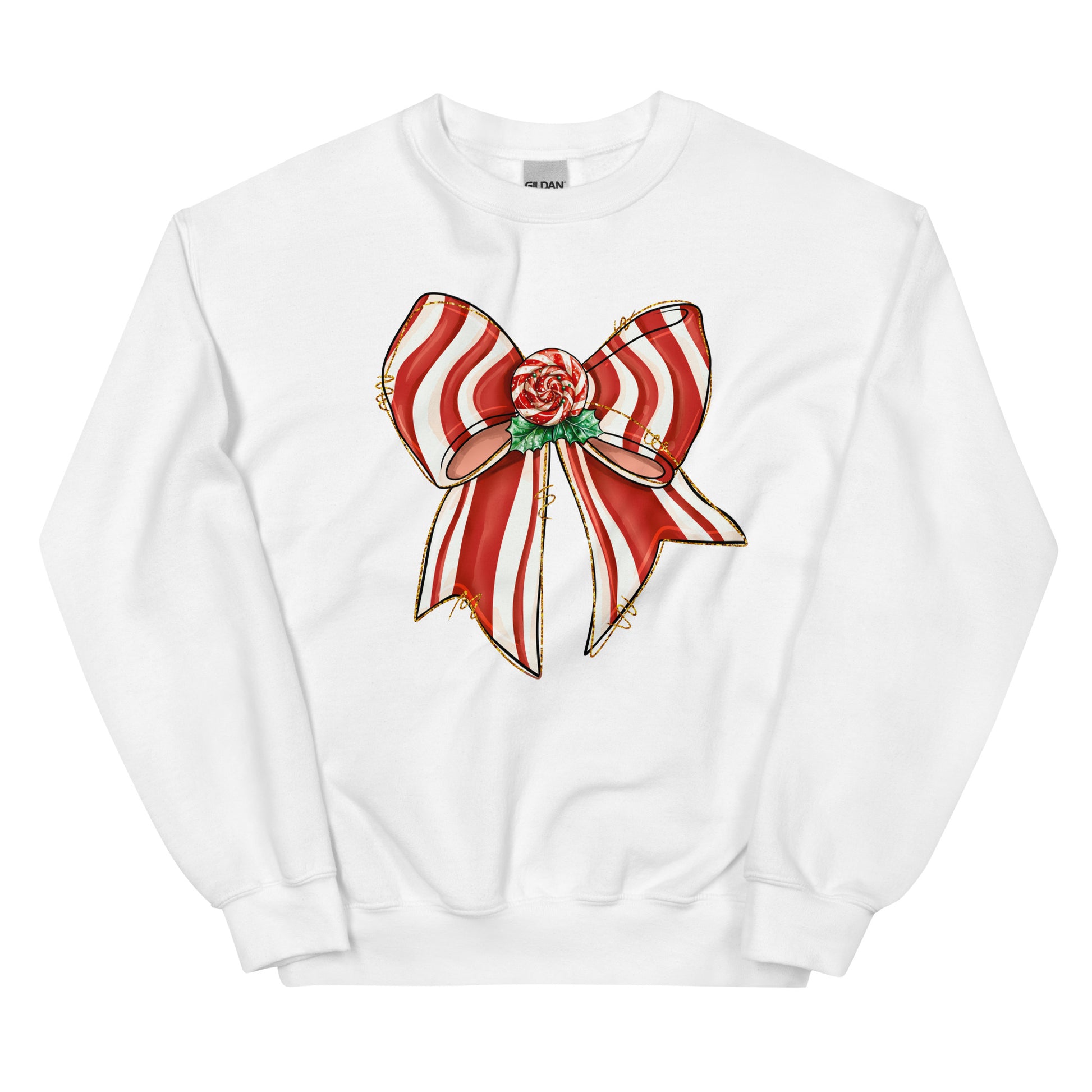 Peppermint Wishes Christmas crewneck sweatshirt for women.