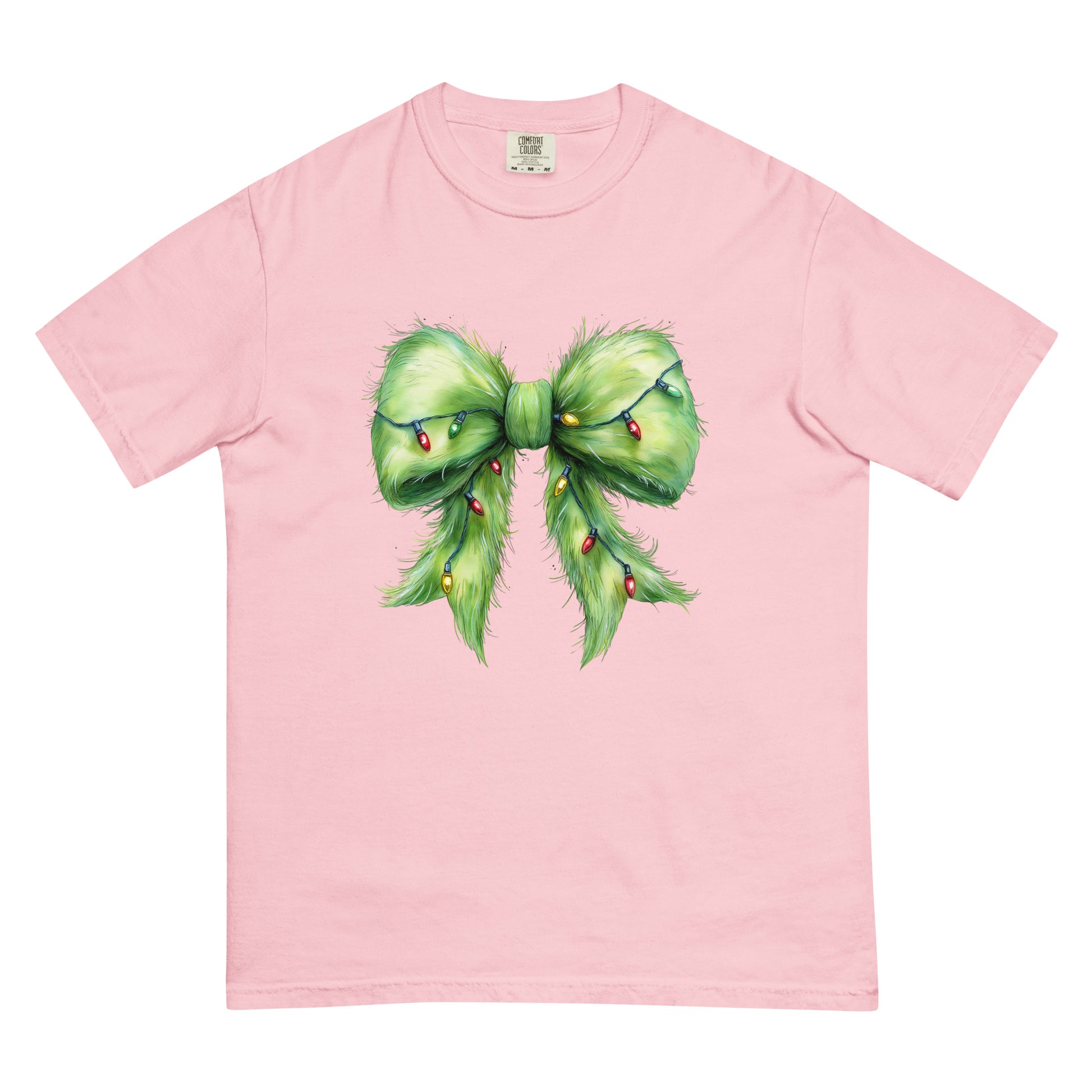 Favorite Green Christmas Bow T-Shirt in multiple colors | Comfort Colors 1717 holiday graphic tee