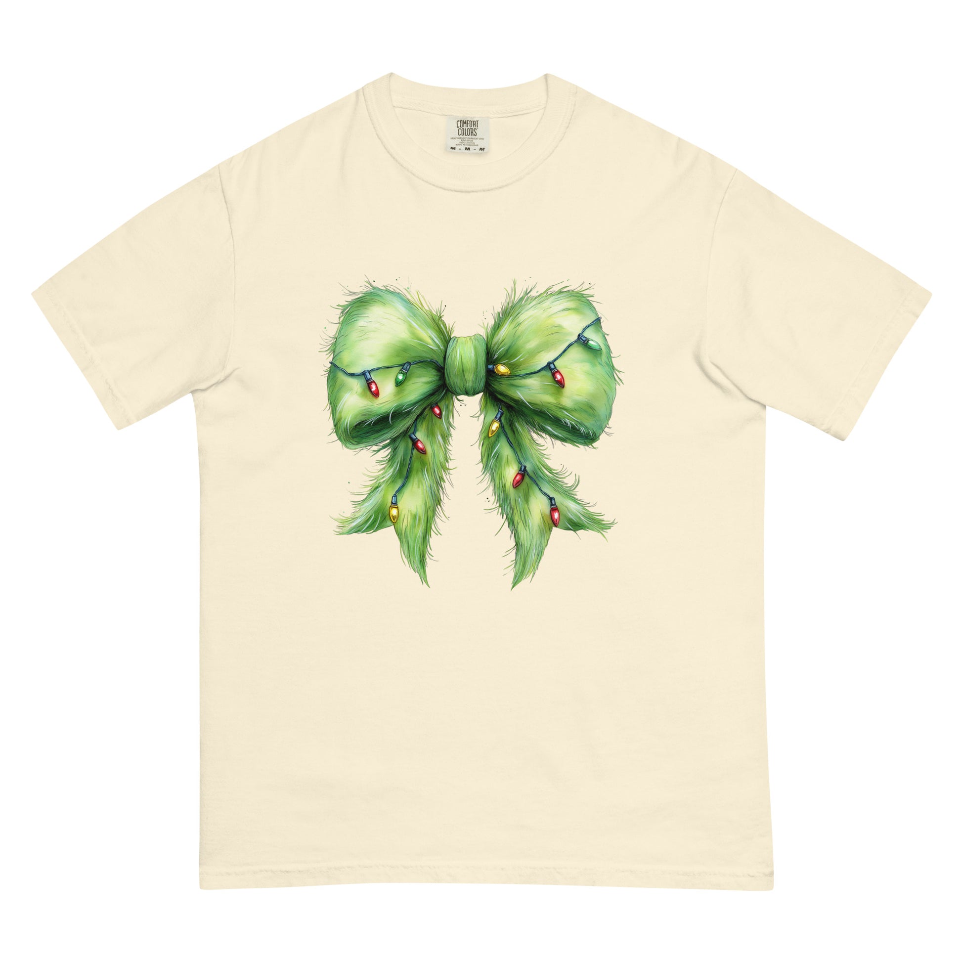 Favorite Green Christmas Bow T-Shirt in multiple colors | Comfort Colors 1717 holiday graphic tee