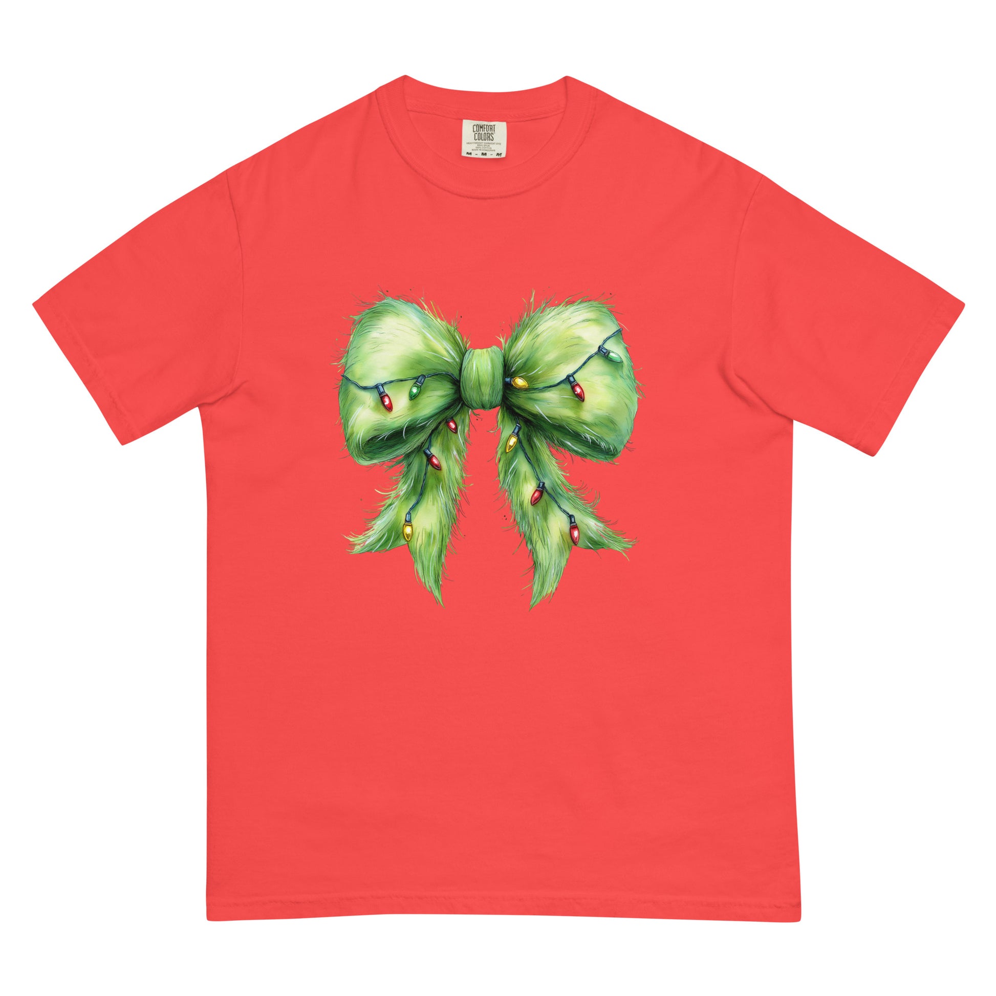 Favorite Green Christmas Bow T-Shirt in multiple colors | Comfort Colors 1717 holiday graphic tee