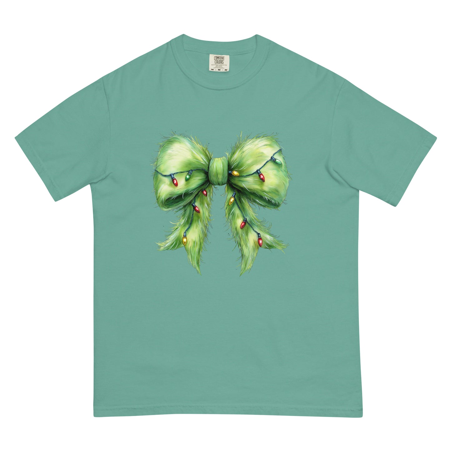 Favorite Green Christmas Bow T-Shirt in multiple colors | Comfort Colors 1717 holiday graphic tee