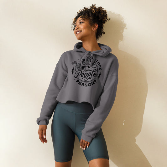 People Person skeleton graphic crop hoodie on Bella + Canvas women’s cropped sweatshirt.